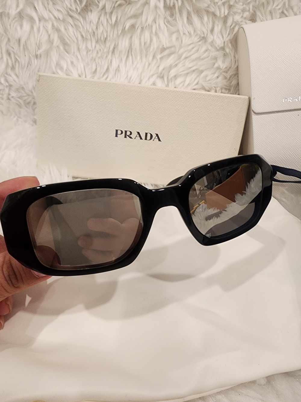 Prada Women’s Black Oversized Rectangle Sunglasses